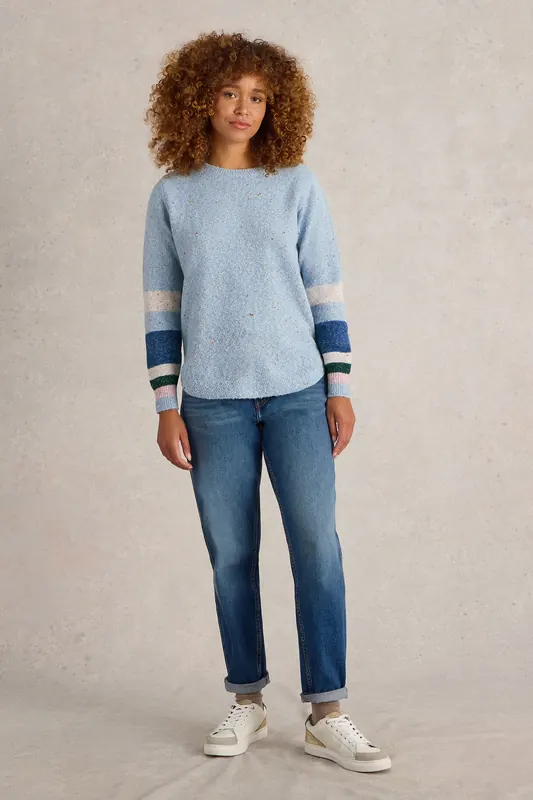 White Stuff Talia Nep Jumper Blue Multi Maat: 18 | Gebreide Truien Outlet | Dames | Blauw