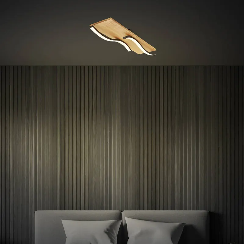 Lampa sufitowa LED Vinka, 55 x 14 cm, 2-punktowa, w kolorze drewna