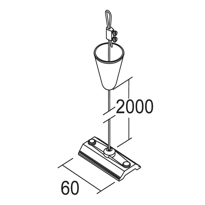 Ivela LKM Zawieszenie linowe 200 cm, płyta 6 cm, czarne