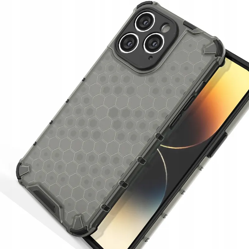 Honeycomb etui iPhone 14 Pro pancerny hybrydowy pokrowiec czarne Hurtel