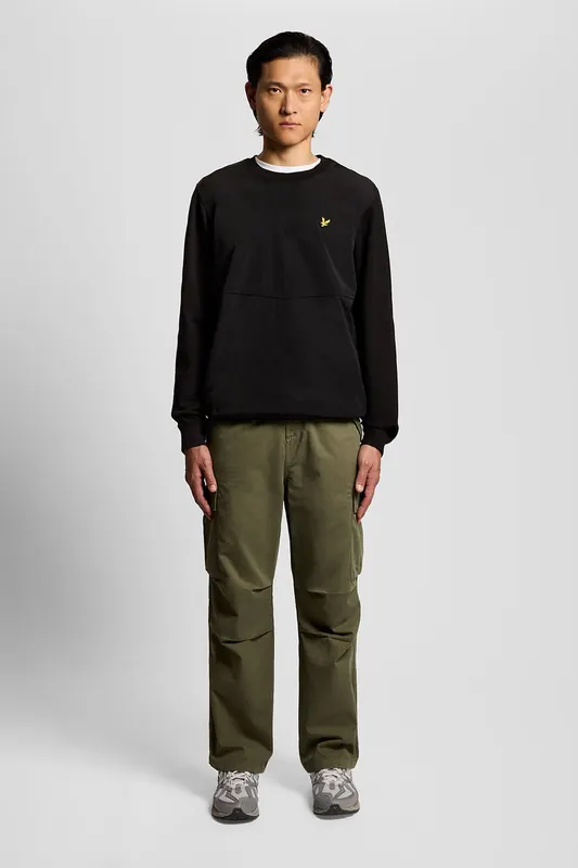 Lyle & Scott Half Raglan Hybrid Sweatshirt Jet Black Maat: M | Sweaters Outlet | Heren | Zwart