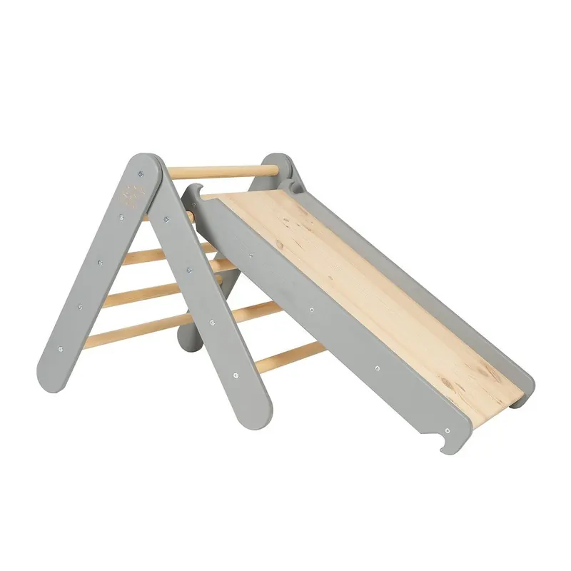 Szara drabinka pikler z litego drewna sosnowego 46x87x60 cm Montessori – Meowbaby