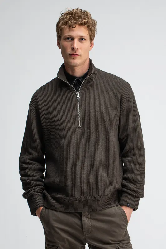 Butcher of Blue Galway Half Zip Mocha Brown Maat: XL | Sweaters Outlet | Heren | Bruin
