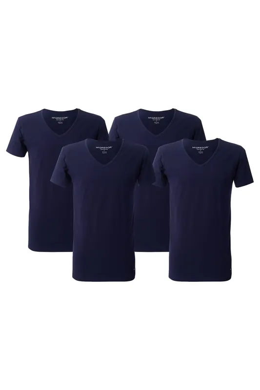 McGregor Premium - Stretch T-shirt - 4-pack Navy Maat: S | Basic T-Shirts Outlet | Heren | Blauw