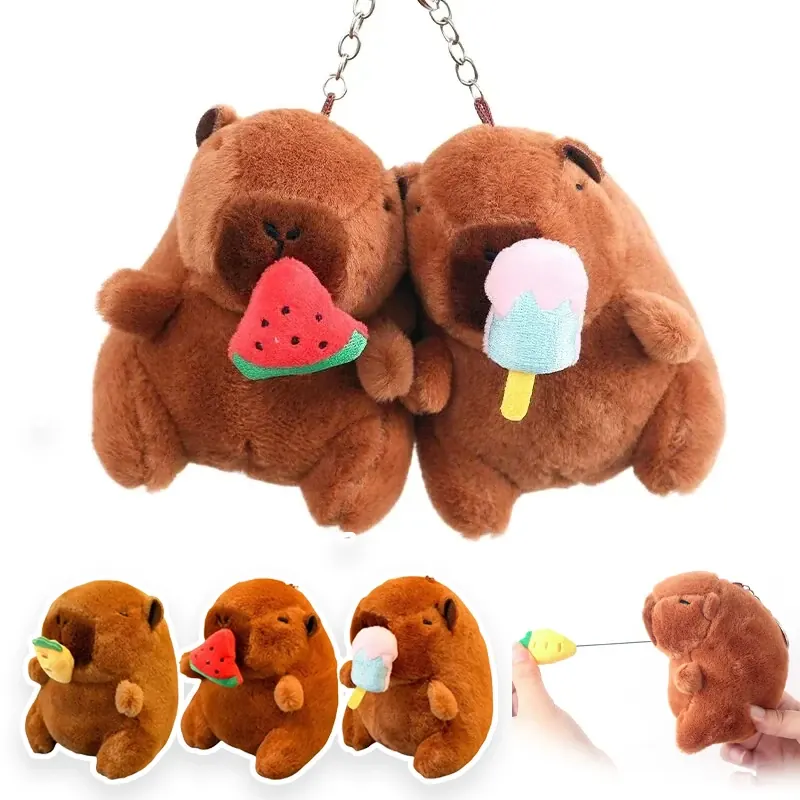 Uroczy 12cm Pluszowy Brelok Kapibara Ścierząca Nosik, Kreskówkowa Maskotka, Zawieszka do Tornistra, Prezent dla Dzieci i Dorosłych
