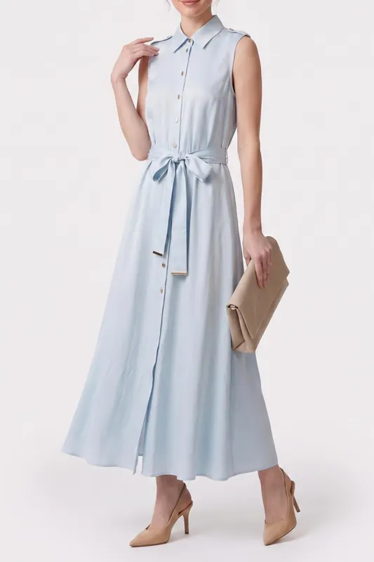 GUESS Iva Chemiser Ss Long Soft Blue Maat: 44 | Maxi Jurken Outlet | Dames | Blauw