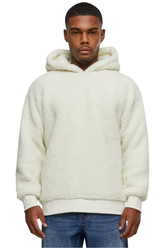 Urban Classics Sherpa Hoody Whitesand Maat: L | Sweaters Outlet | Heren | Wit