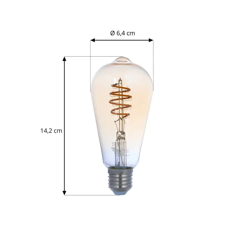 LUUMR Inteligentna żarówka LED E27 ST64 bursztynowa 4,9 W Tuya WLAN