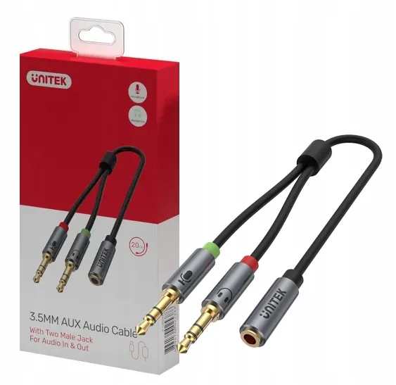 Unitek Y-C957ABK przewód miniJack 3,5mm (f) 2x 3,5mm (M)