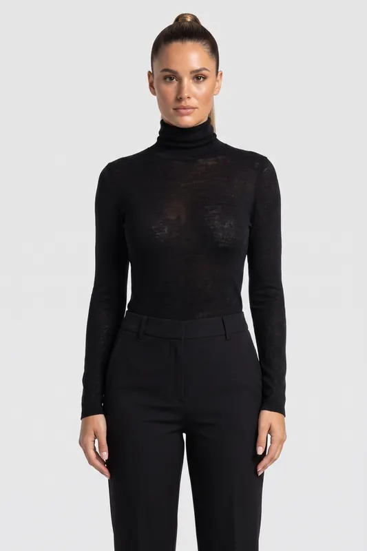 ARKET Malena Wool Rib Turtleneck Black Maat: S | Longsleeves Outlet | Dames | Zwart