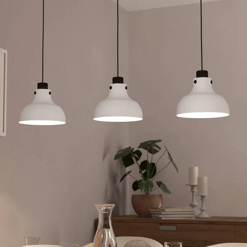 Lampa wisząca Matlock, długość 90 cm, szary/czarny, 3-punktowa.