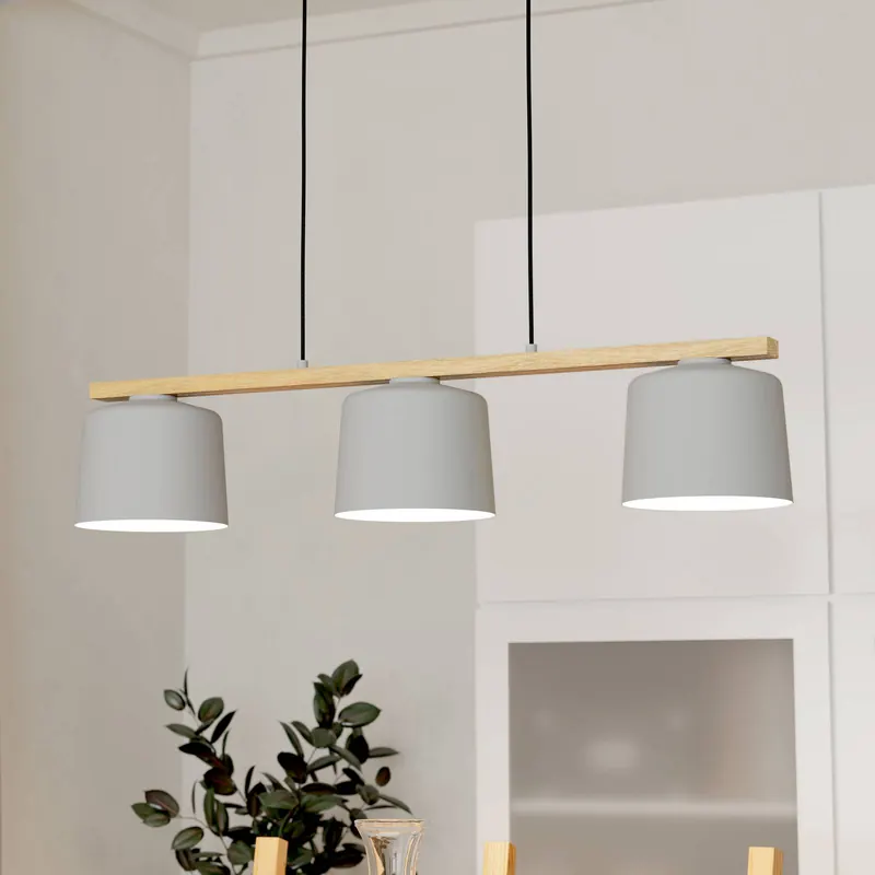 Mariel 3-punktowa lampa wisząca jasnoszara Natur