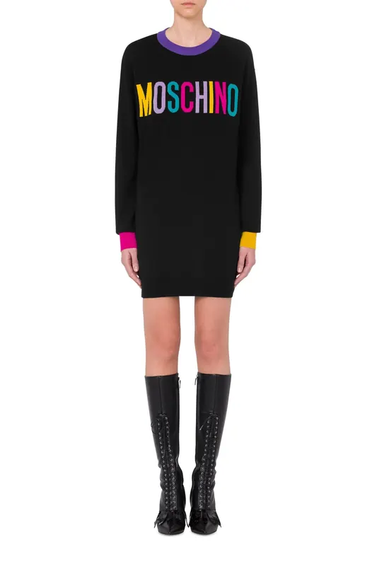 Moschino Color Block Knit Dress Black Maat: S | Mini Jurken Outlet | Dames | Zwart