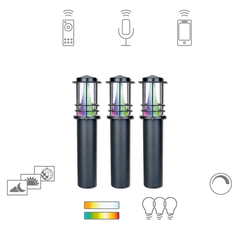 Zestaw 3 słupków oświetleniowych LED Müller Licht tint Petunia