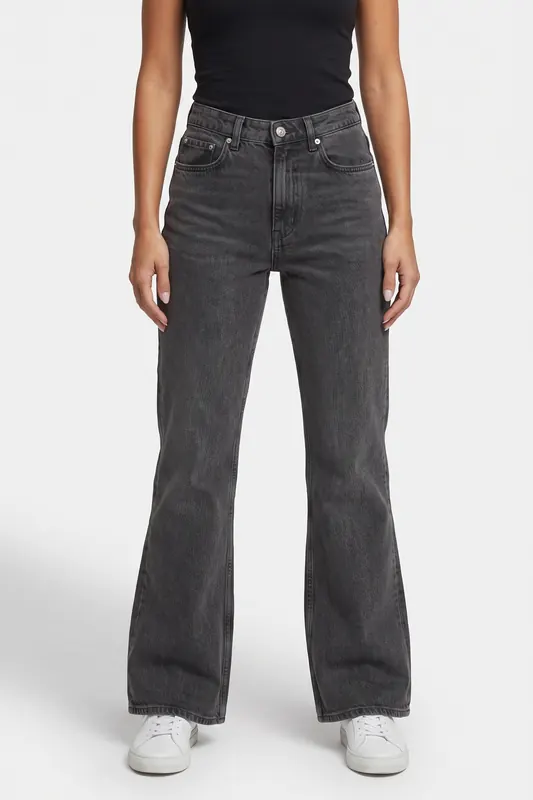 ARKET Reed Bootcut Rigid Grey Maat: W26 | Wijde Broeken Outlet | Dames | Grijs