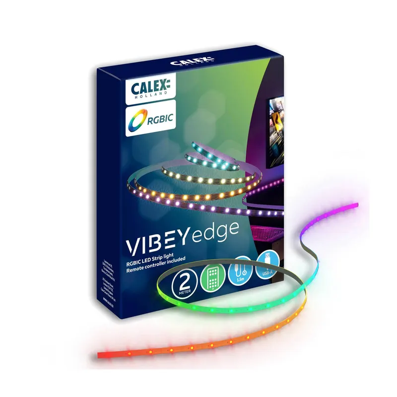 Calex Taśma LED Vibey, długość 2 m, USB, pilot, RGBIC, CCT