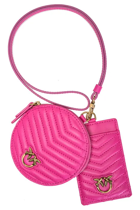 PINKO Necklace Mini Bag Chevron Fuchsia-antique Gold Maat: OS | Portemonnees Outlet | Dames | Goud