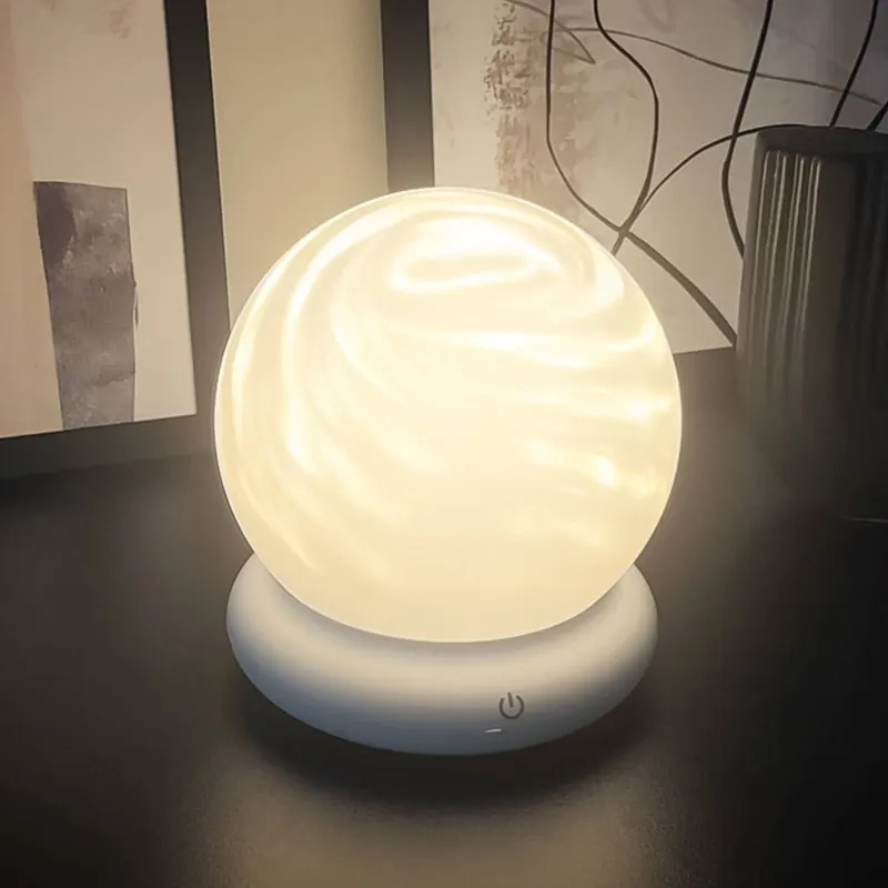 Lampa stołowa LED LUSTRO, biała, Ø 15 cm, RGBW, touchdim