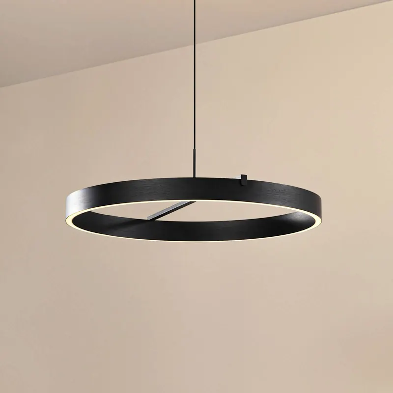 Żyrandol LED Lucande Rovan, Ø 60 cm, czarna, CCT, ściemniany