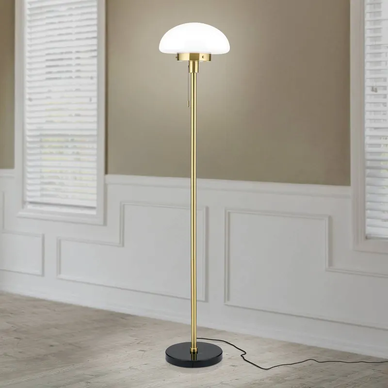 Lampa stojąca Sparta, czarny/mosiądz, szkło, marmur, 148 cm