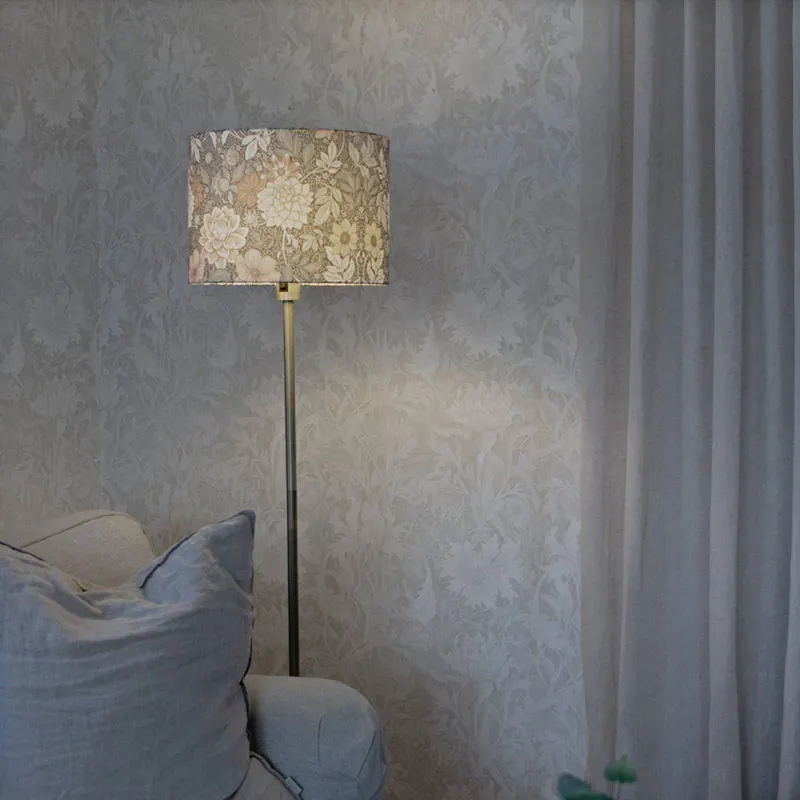 Lampa stojąca Amy, Dahlia zielona/złota, wysokość 150 cm, tkanina, E27