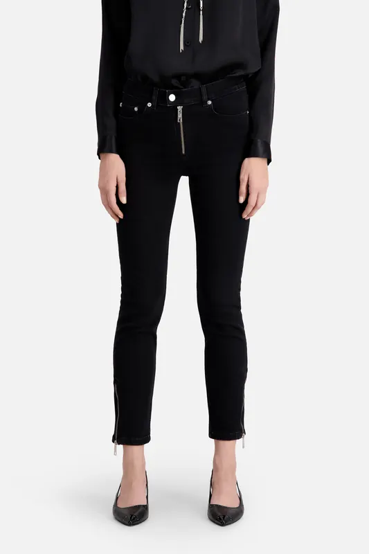 The Kooples Denim Motorcycle Jeans With Zips Maat: 36 | Slim Jeans Outlet | Dames | Zwart