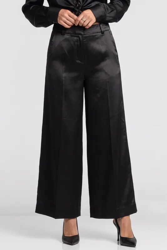 ARKET Erika Satin Press Grey Maat: 40 | Pantalons Outlet | Dames | Zwart