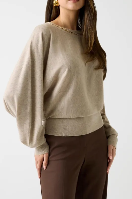 GUESS Abel Cn Dolman Sleev Velvet Taupe Multi Maat: XS | Sweaters Outlet | Dames | Beige