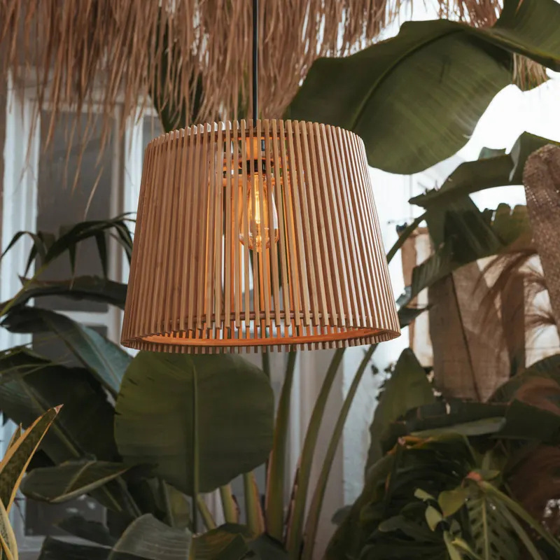 Lampa wisząca Newgarden Okinawa, kolor drewna, bambus, IP44