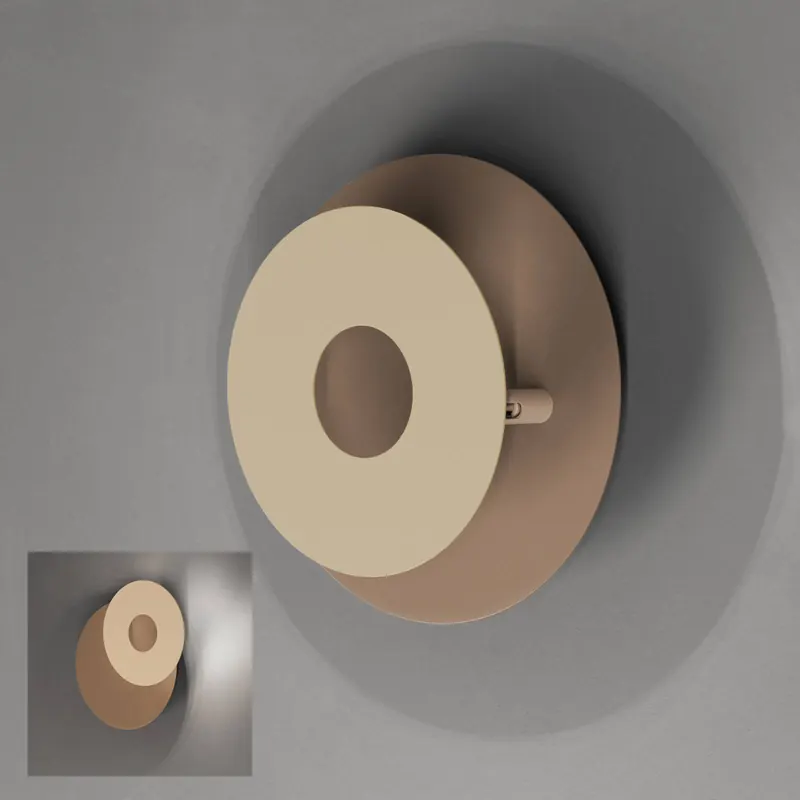 Kinkiet LED Hennes, kolor greige/piaskowy, Ø 18 cm, metal