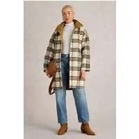 White Stuff Marlowe Reversible Check Coat Ivory Multi Maat: 12 | Single-Breasted Mantels Outlet | Dames | Grijs