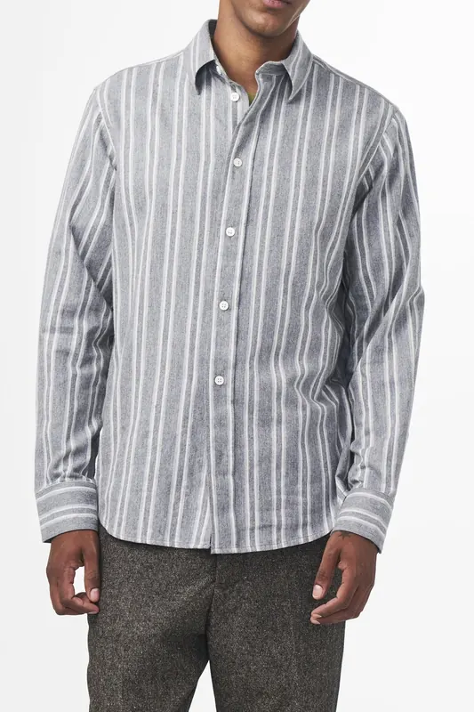 NN.07 Colby 5332 Shirts Grey Stripe Maat: L | Casual Overhemden Outlet | Heren | Grijs