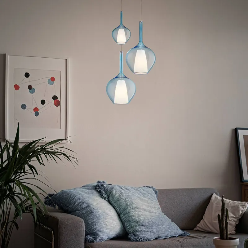 Lampa wisząca Ideal Lux Kalique 1, niebieska, Ø 18 cm, tworzywo sztuczne