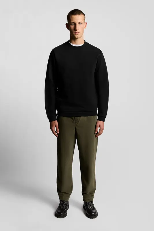 Lyle & Scott Logo Brushback Crew Neck Jumper Jet Black Maat: XXL | Sweaters Outlet | Heren | Zwart