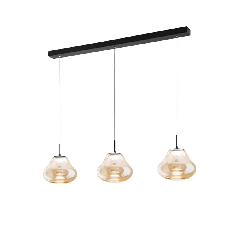 Lampa wisząca LED Deva, 3-punktowa, 115 cm, bursztynowa, CCT, ściemniana