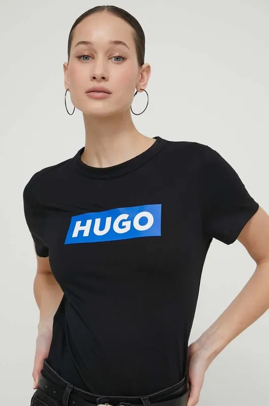 HUGO Blue T-shirt basic damski bawełniany Classic Tee_B