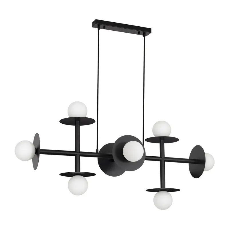 Biała/czarna metalowa lampa wisząca ze szklanym kloszem Pielo – Nova Luce