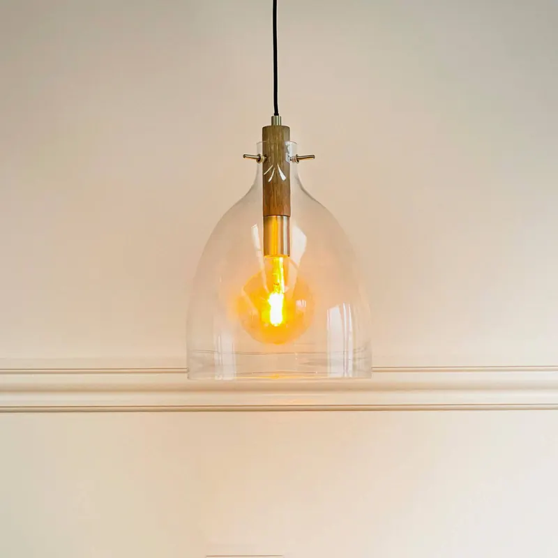 Lampa wisząca Dyberg Larsen Bistro, Ø 30 cm, przezroczysta, szkło