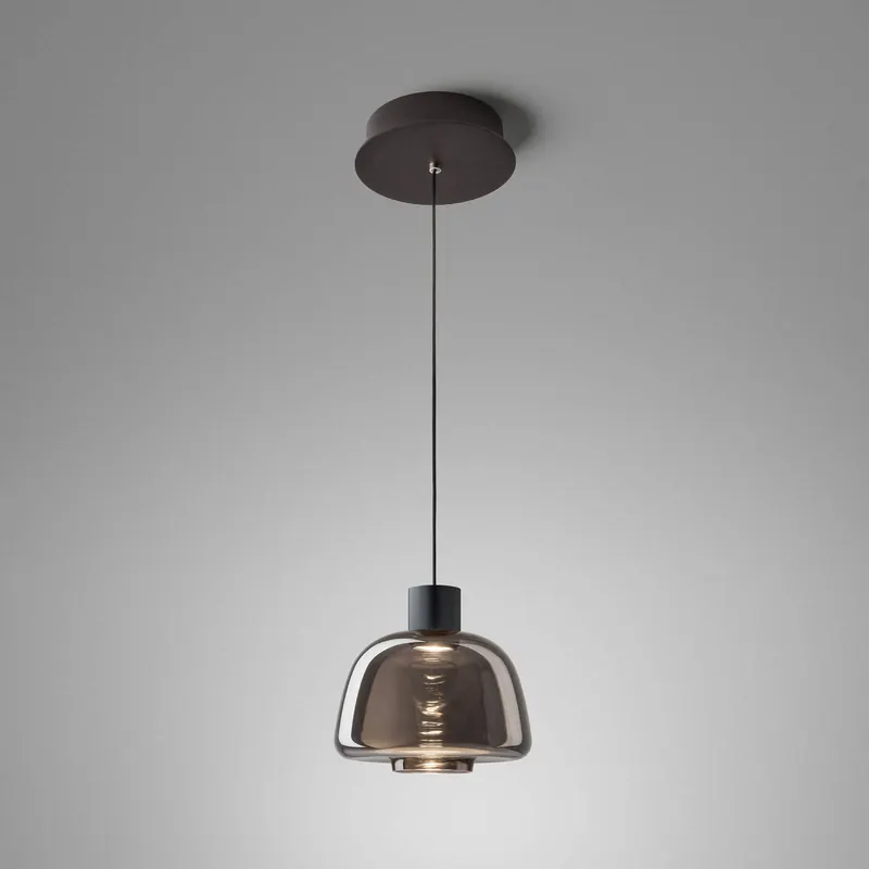 Żyrandol LED Bover Drep S/01, dymnoszara, szkło, 2700 K