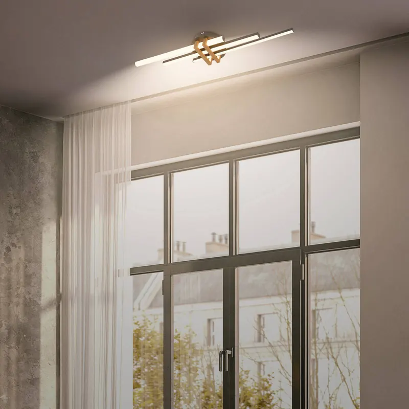 Lampa sufitowa LED Tinka, kolor drewna/czarny, długość 78 cm