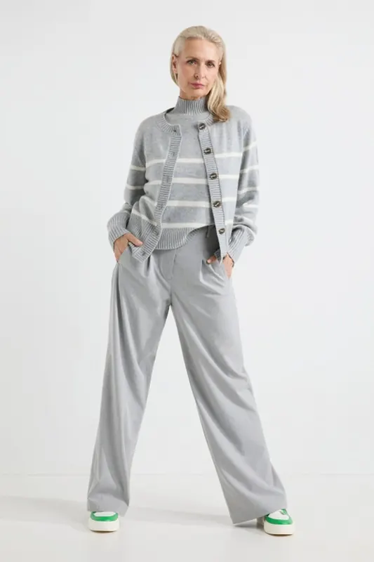 Josephine & Co Anja Cardigan Grey Stripe Maat: XXL | Sweaters Outlet | Dames | Grijs