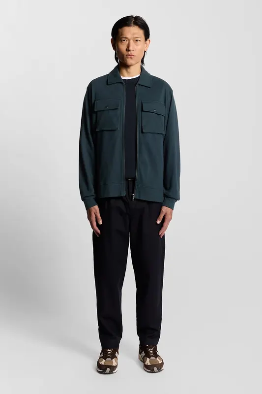 Lyle & Scott Interlock Jersey Overshirt Carbon Maat: S | Casual Overhemden Outlet | Heren | Blauw