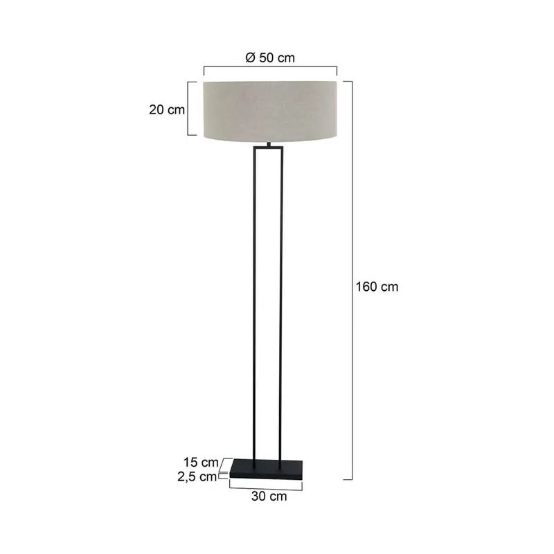 Lampa podłogowa Stang, czarna/len w kolorze błotnistym, wysokość 160 cm, E27