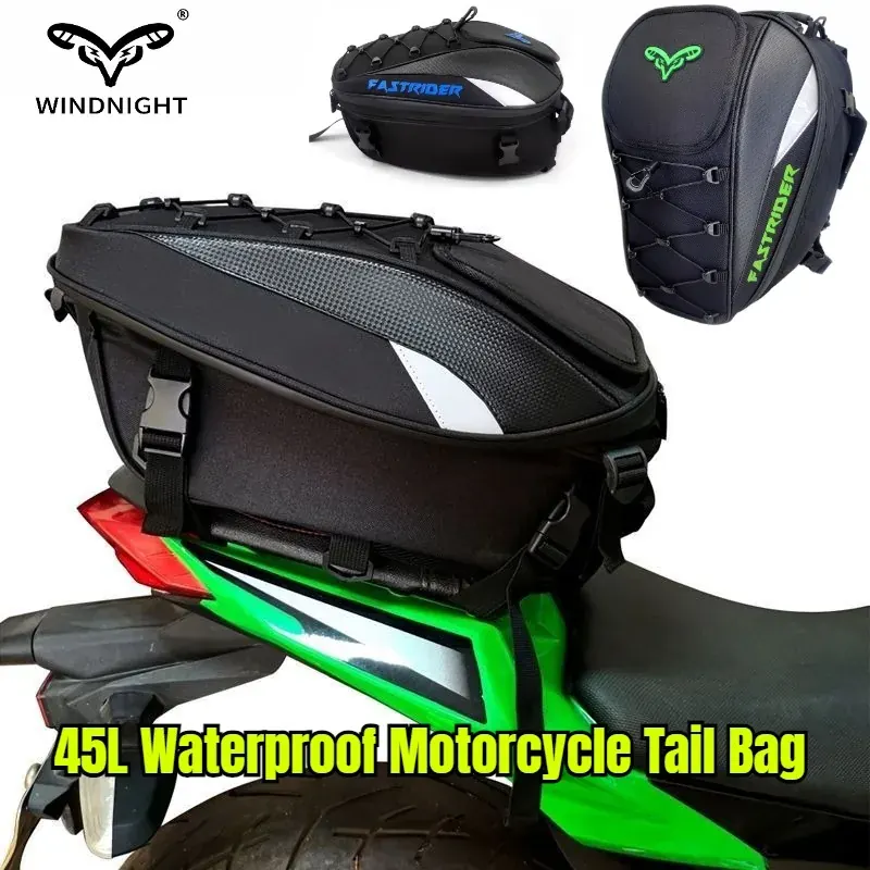 Torba motocyklowa 45L Wodoodporna torba podsiodłowa motocyklowa Plecak na kask motocyklowy o dużej pojemności Odblaskowa torba bagażowa