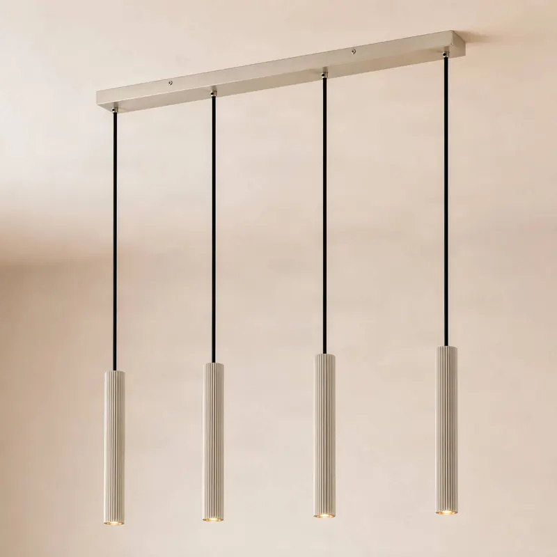 Żyrandol Lindby Kardis, 4-punktowy, beżowy, długość 70 cm