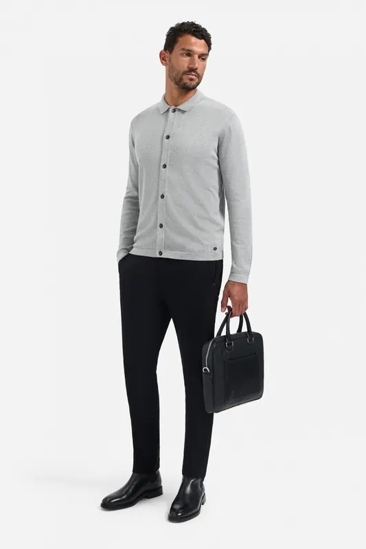 No Excess Pullover Full Button Polo Grey Melange Maat: XL | Sweaters Outlet | Heren | Grijs