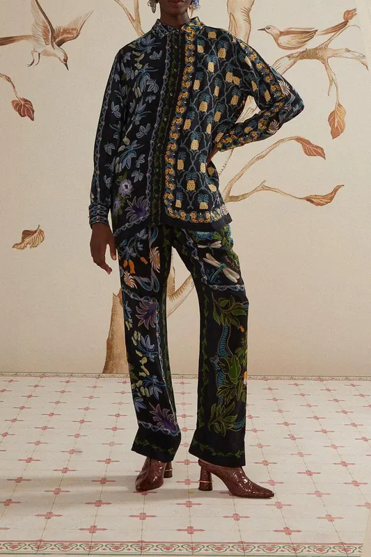 FARM Rio Winter Garden Black Pajama Shirt Maat: XXS | Longsleeves Outlet | Dames | Geel