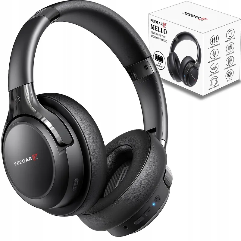 Bezdrôtové slúchadlá Feegar Mello Naušné 65H Bluetooth 5.3 Mikrofón 6EQ
