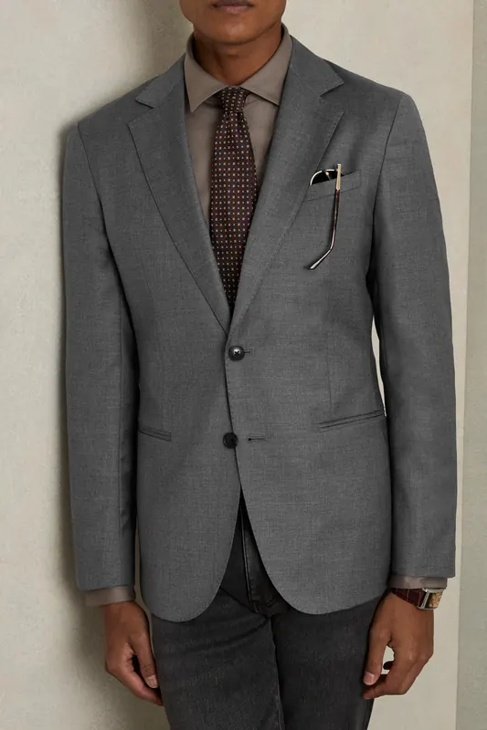 Reiss Sb 2b Notch Plain Weave Blazer. Grey Maat: 40 | Colberts Outlet | Heren | Grijs