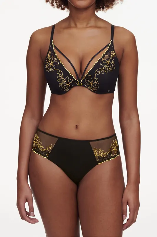 Chantelle Co Bra Tshirt Push Black/yellow Maat: B85 | BH's Outlet | Dames | Zwart